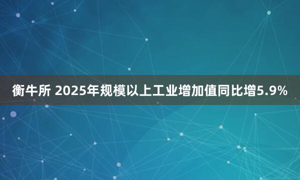 衡牛所 2025年规模以上工业增加值同比增5.9%