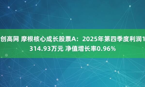 创高网 摩根核心成长股票A：2025年第四季度利润1314.93万元 净值增长率0.96%